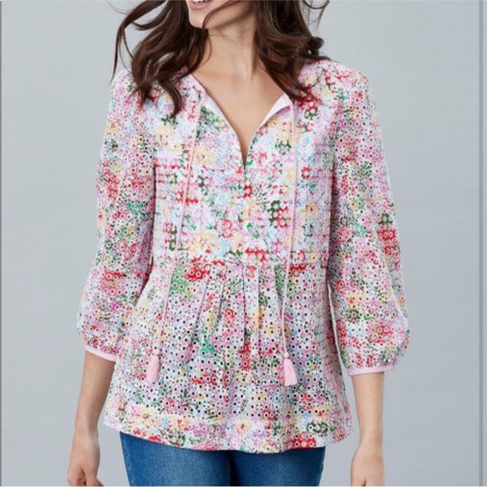 Joules | NWOT - Daria White Meadow Eyelet Top - Size 6 - Floral Multi Color